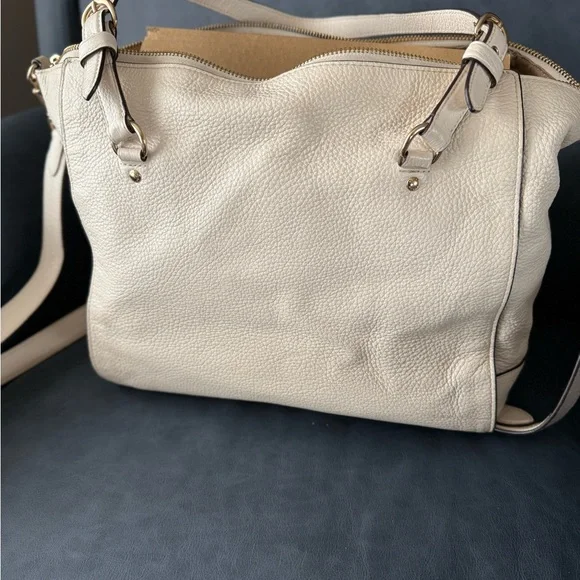 Coach Pebble Leather Satchel in Cream with Gold Hardware - Picture 4 of 10